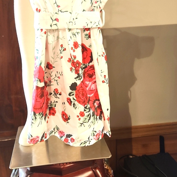 NEW GIRLS DRESS RUFFLE ON SLEEVELESS SLEEVE RED ROSE DRESS SIZE 2T - Picture 2 of 9